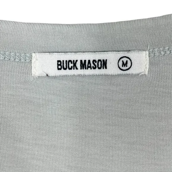 Buck Mason 100% Cotton Henley Shirt Long Sleeve Casual Gray Men's Size Medium - Picture 4 of 7